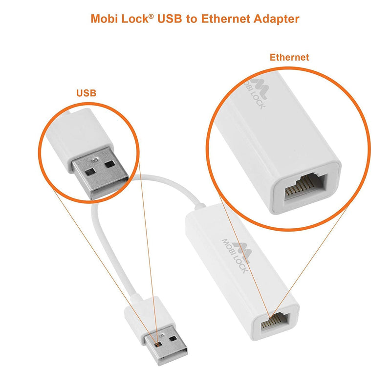 USB Ethernet LAN Network Adapter Compatible with Laptops and All USB 2.0 Compatible Computers Including Windows 7 to 11 Vista Mac OS X and macOS - by Mobi Lock