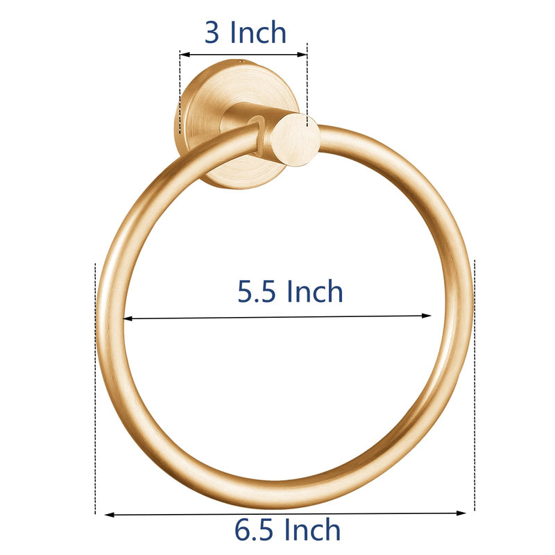 Towel Ring, Bathroom Hardware Accessories, Wall-Mounted Towel Ring, Simple Round Stainless Steel Towel Rack, for Bathroom and Kitchen (Gold 2 Pack) Gold 2 Packs
