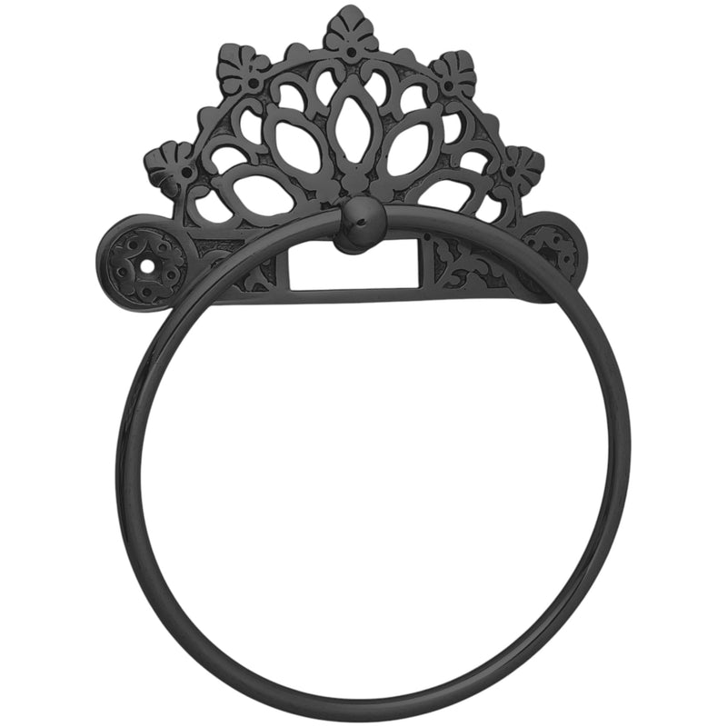 Victorian Towel Ring | Solid Brass | Black 6 inches | Hand Towel Hanger | Round Towel Holder for Bathroom, Toilet,Kitchen Accessories Handmade | Wall Mounted | Napkin Holder