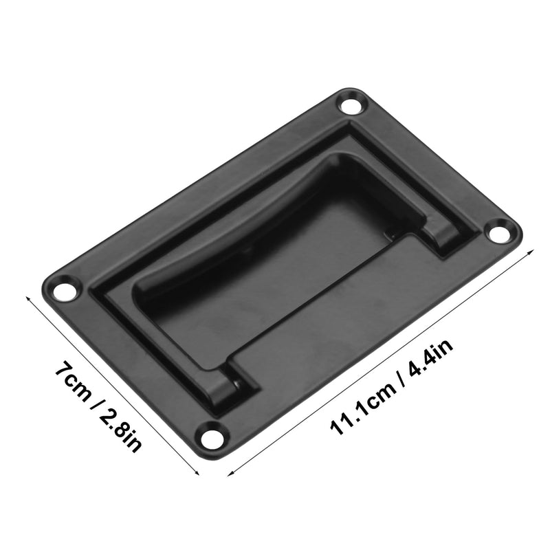 4 Pack, 4.4 x 2.7Inch Zinc Alloy Recessed Pull Handle, Flush Lift Recessed Door Handle,Marine Pull for Boat Deck or Home Furniture etc, Black 4 Pack