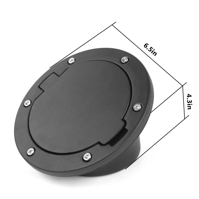 JeCar Aluminum Gas Cap Fuel Filler Door Cover for Jeep Wrangler 2007-2018 JK & Unlimited Accessories (Black) Black-A