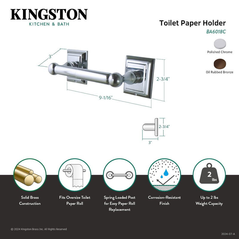 Kingston Brass Millennium Toilet Paper Holder, 9.06", Oil Rubbed Bronze
