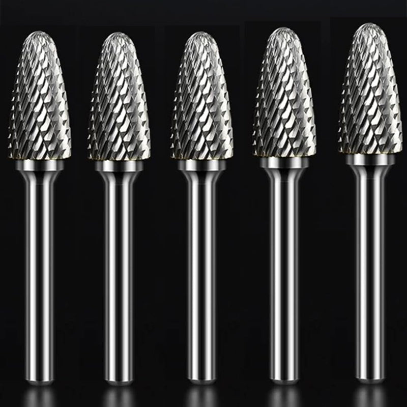 SF-5 Tungsten Carbide Burr Set Double Cut Rotary Burrs File(1/2” Cutter Dia X 1”Cutter Length) with 1/4'' (6.35mm) Shank for Die Grinder Drill Bits (Pack of 5)…