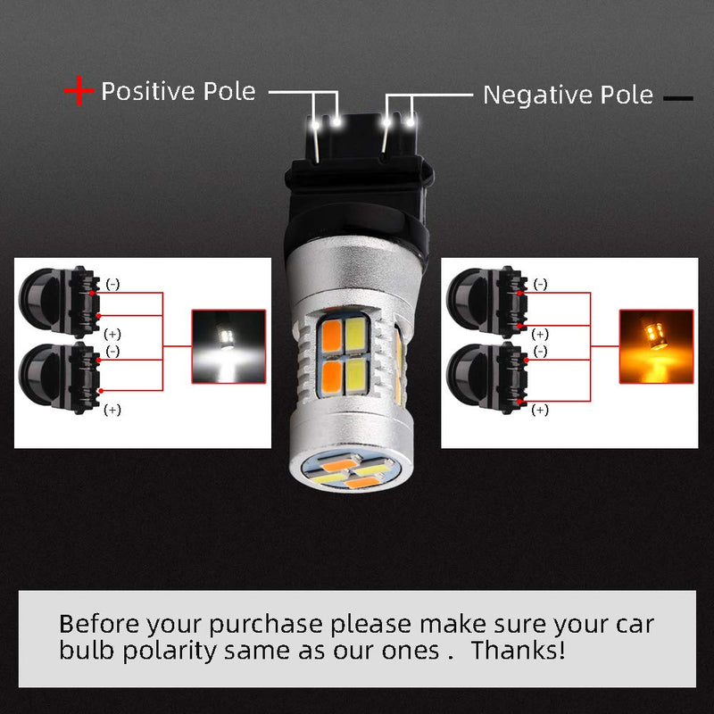 Grandview 3157 Amber/White Switchback Turn Signal LED Light Bulbs 12V LED Replacement Light 3457 3155 4057 4057 3047 3057-4pcs 4-Pack 3157