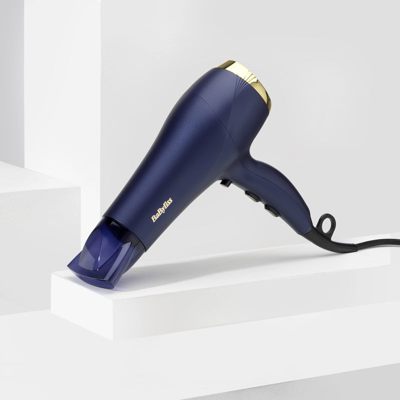 BaByliss Midnight Luxe Hair Dryer - Powerful 2300W Blow Dryer, Ionic Frizz-Control, Fast Drying, Professional and Lightweight, 3 Heat & 2 Speed Settings, 5781U 5781U - UK PLUG