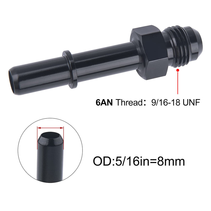 EVIL ENERGY 6AN Male to 5/16" SAE Quick Disconnect Male Push On EFI Fitting Adapter Aluminum 6AN to 5/16 Straight