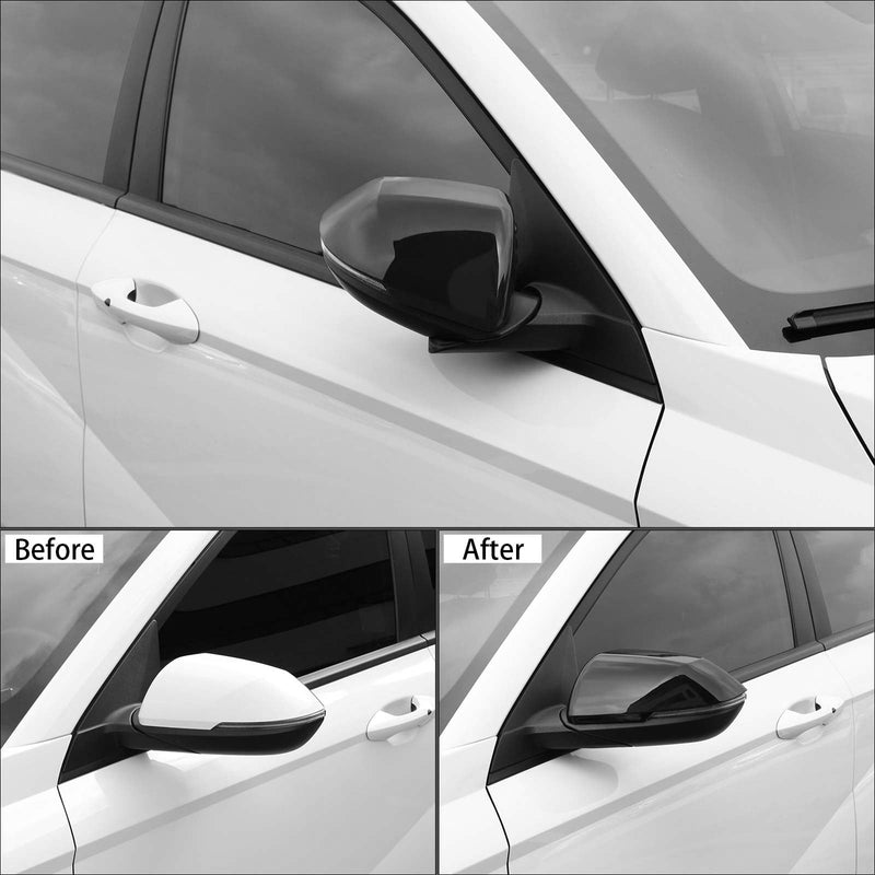 ABS Car Exterior Mirror Cover Side Rearview Mirrors Cover Mirrors Protective Caps Mirror Protective Shell Compatible with Hyundai Kona SX2 2024 2025 Accessories (Glossy Black Style) Glossy Black Style