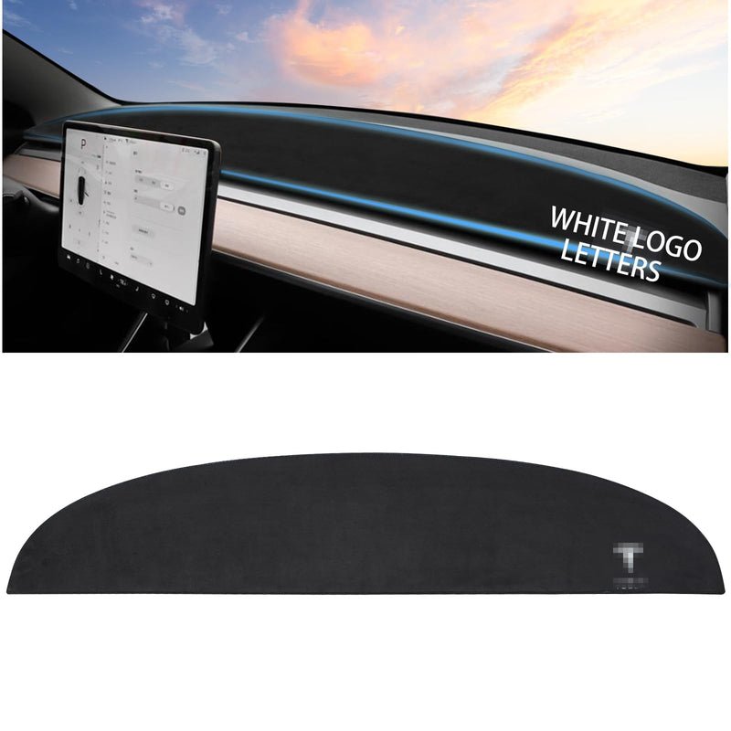 2025 Dashboard Cover for Tesla Model Y Dashboard and Glare Protection，not fit for Model Y Juniper 2025 (Model Y, White Logo, 2021-2024) Model Y - White Logo Letters 2021-2024