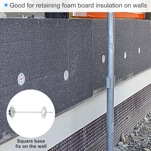 PATIKIL Perforated Insulation Pins 3.9 Inch, 100 Pcs 0.8 Inch Washers Insulation Stick Pins Aluminum Round Insulation Hangers for Foam Board Wall Floor Ceiling