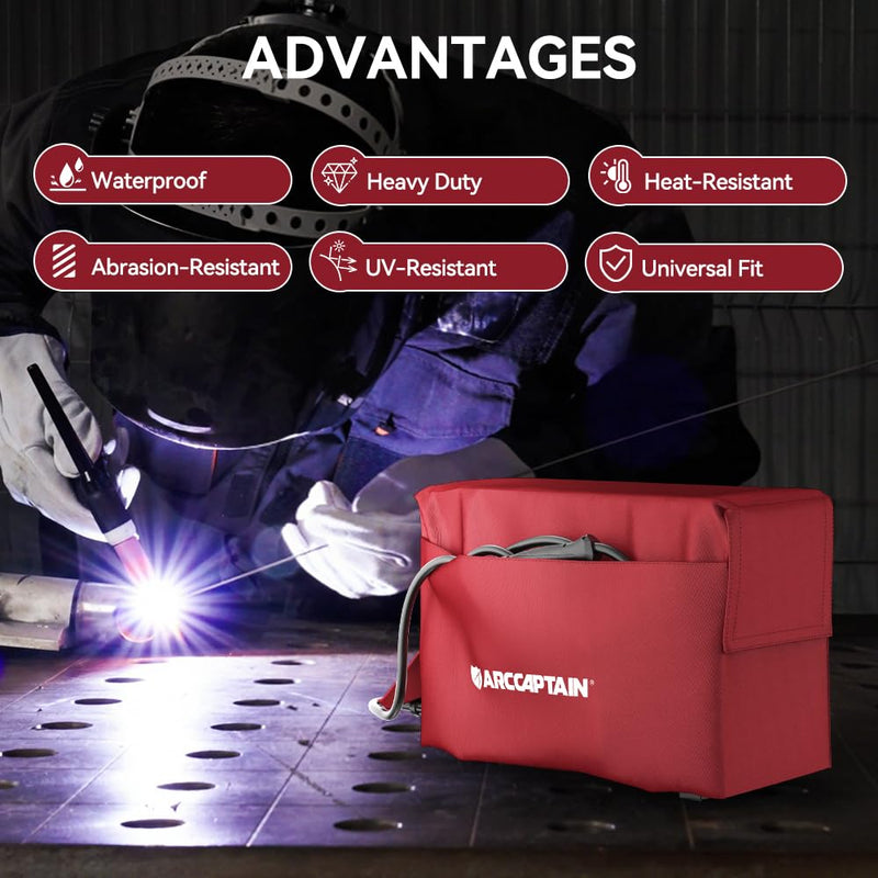 ARCCAPTAIN Welder Cover, Waterproof Protective Cover, Reusable and Foldable Dust Cover - Welding Machine Accessory Red 20" x 14.17" x 8"