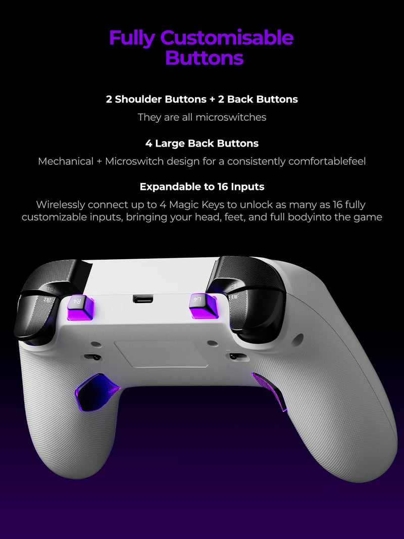leadjoy Saber Plus Wireless Game Controller, TMR Joysticks, Hall Effect & Tactile Dual Triggers Gaming Controller, 1000Hz Polling Rate, RGB Lighting for PS4/Switch1/2/PC/Android/iOS, White