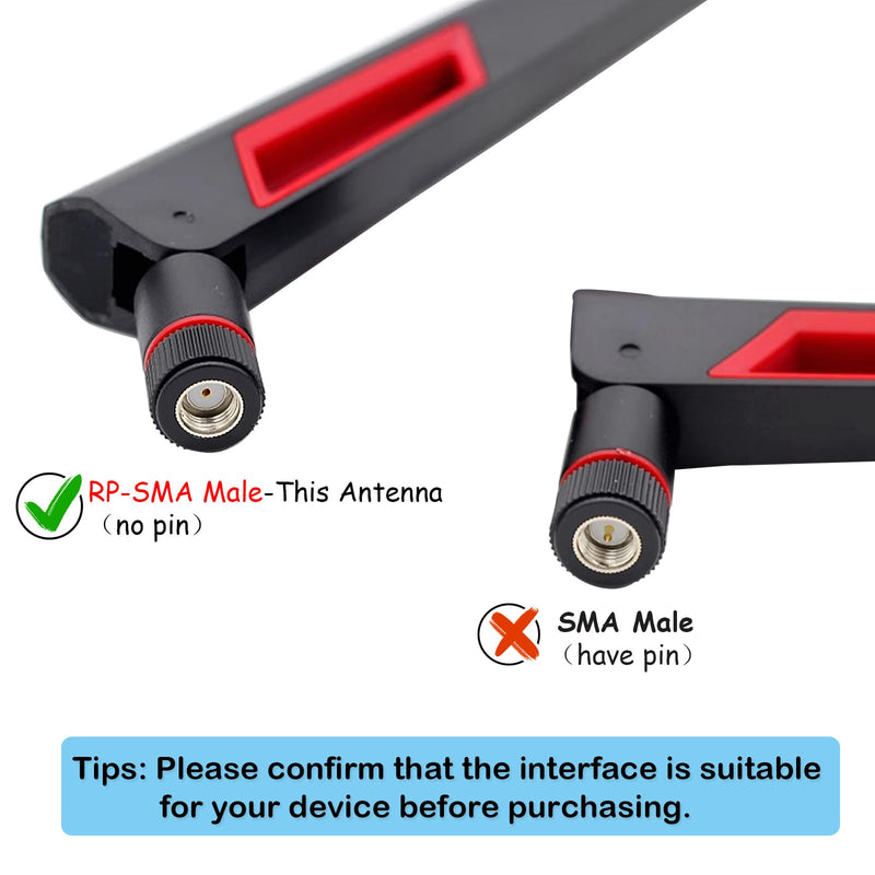 WiFi Antenna Dual Band 2.4GHz 5.8GHz 12dBi RP-SMA Male Antenna 20cm+U.FL IPX IPEX to RP-SMA Female Cable RG1.13 for WiFi Router Wireless Adapter Network Card Security Camera(Pack of 4)