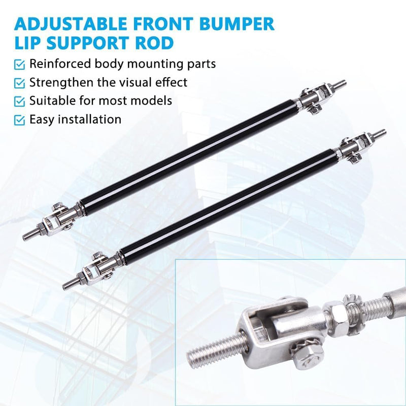 2PCS Front Bumper Lip Splitter Strut Rod 8''-11'' Adjustable Splitter Diffuser Strut Rods Tie Bars Compatible with Most Car Vehicles Camaro Nissan Maxima Toyota(Black) Black