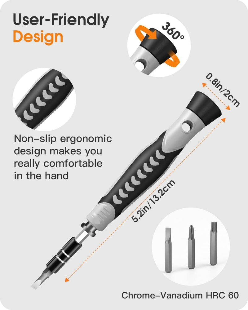 Precision Screwdriver Set, 130 in 1 with 120 bits Repair Tool Kit, Magnetic Screwdriver Set with mini built-in box for Electronics iPhone Jewelers Game Console (130-IN-Orange) 130-IN-Orange