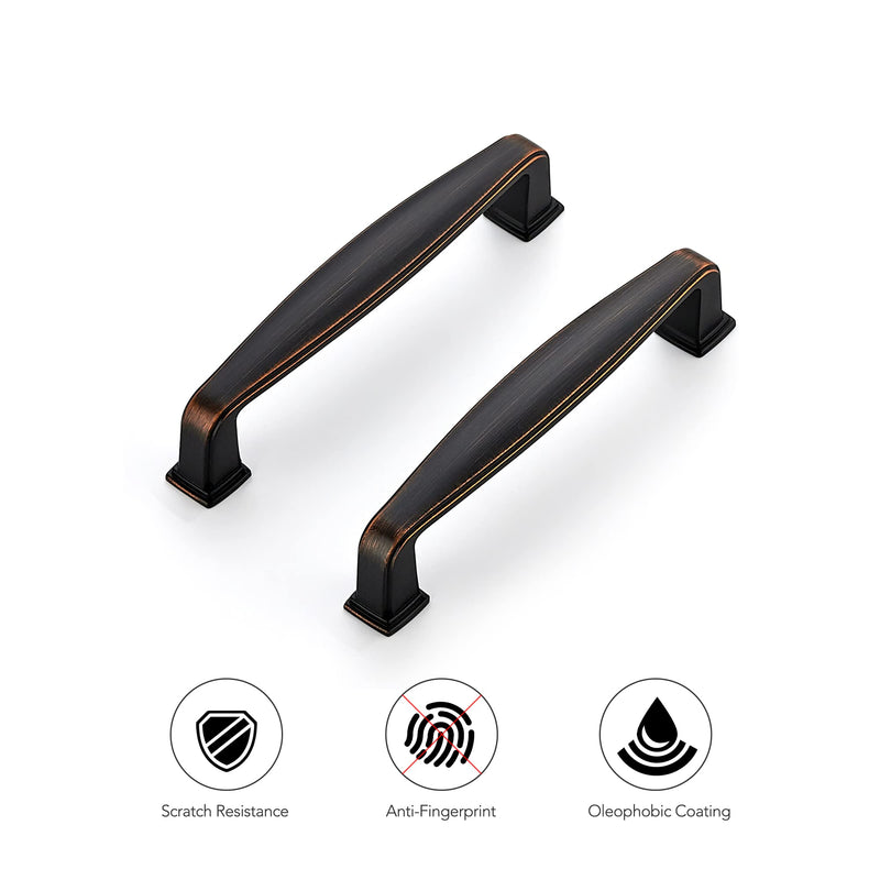 Ravinte 10 Pack Cabinet Pulls Kitchen Cabinet Handles Solid 3-3/4 inch Hole Center Drawer Pulls Cabinet Hardware for Cupboard Oil-Rubbed Bronze Drawer Handles Oli Rubber Bronze