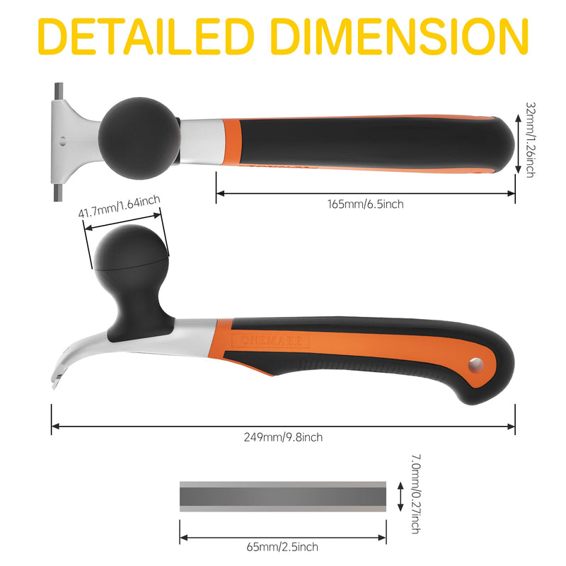 Premium Ergonomic Carbide Scraper - 2-1/2", Heavy-Duty Tool for Wood, Metal, Glass & Floors, Removal on Various Surfaces Dry Glaze, Stains, Putty, Scratches, Rust, Paint, Glue, Varnish, Resin - 65 mm ‎Carbide Scraper (with Blades)