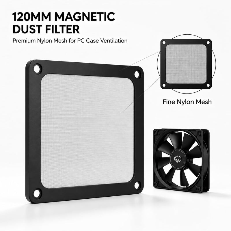120MM Fan Dust Cover,Dust Filter,4 PCS Fan Filters,Magnetic Frame,Black | Nylon 120MM Fan Grill,120MM Fan Filter,Washable Dust Cover,Dust Filter,Durable Cooling,Tool-Free-for PC DF4-4PCS,NYLON