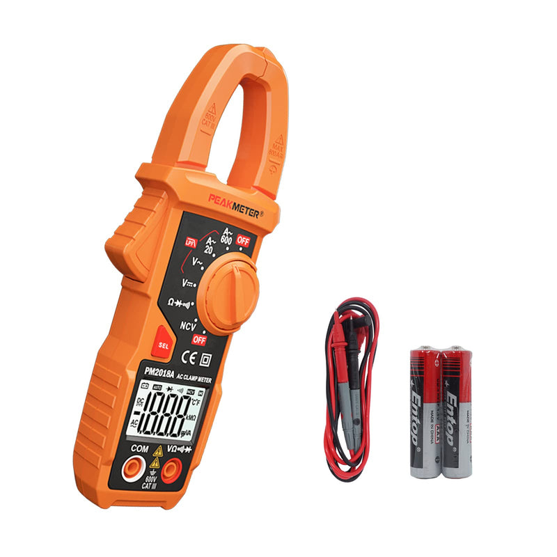 Digital Clamp Meter Auto-Ranging Multimeter Amp Voltage Tester Measure AC Current 600 A, AC/DC Voltage, Resistance, NCV, LPF, Diodes, Continuity and Backlight for Electricians