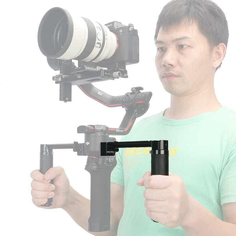 NICEYRIG Side Handle Grip for DJI RS4 / RS4 Pro / RS3 / RS3 Pro / RS2 / RSC2, Gimbal Stablilizer Support Leather Handgrip with Extension Arm - 523