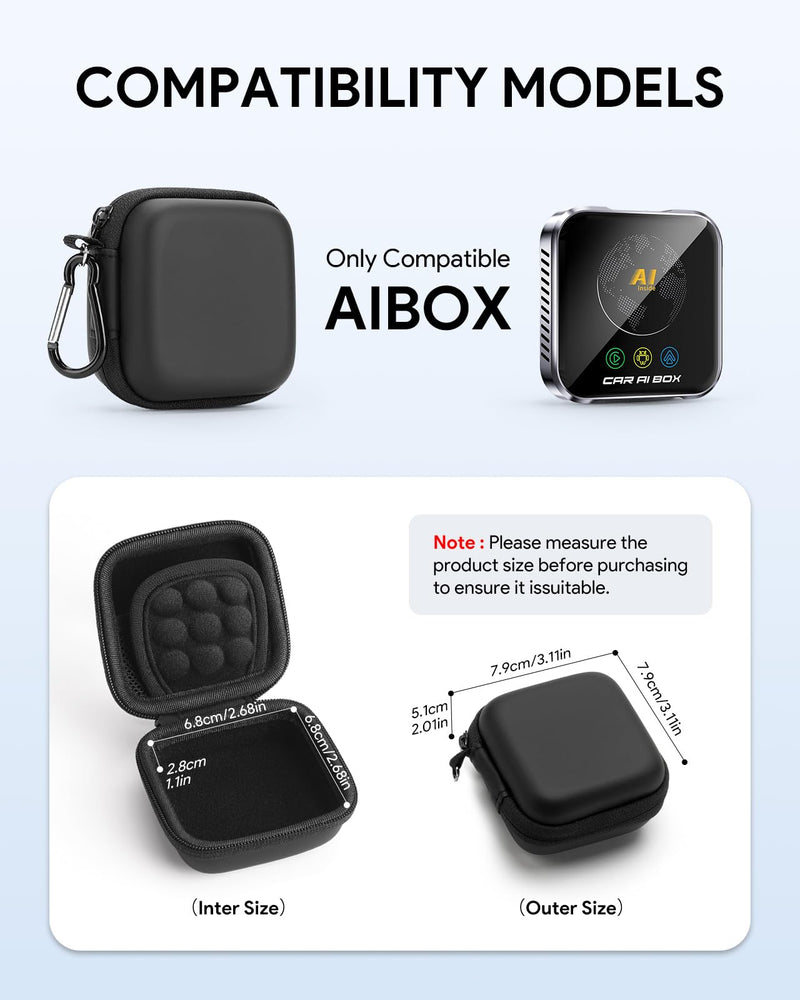 Hard Shell Case for Magic Ai Box Wireless Carplay, Mini Hard Bag with Charging Cable Storage for Car Audio, Carplay Equalizers Accessories, Shockproof Waterproof (Only Case)