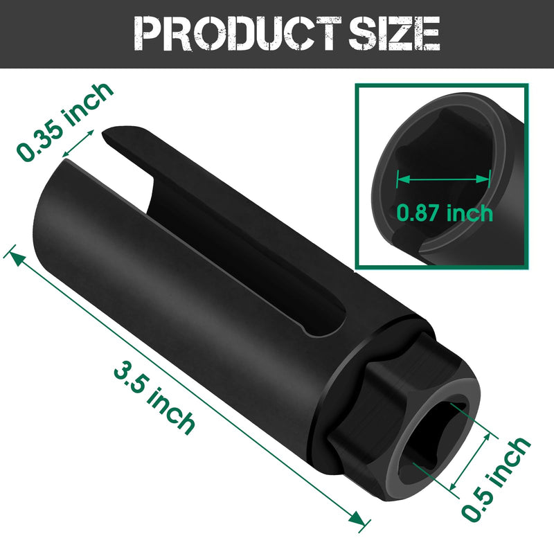 Oxygen Sensor Socket 22mm 7/8 in, 1/2 in Drive O2 Sensor Removal Tool, Heavy-Duty Chrome Vanadium Steel with Side Wire Cutout, Ideal for Car Exhaust System, Durable & Easy to Use
