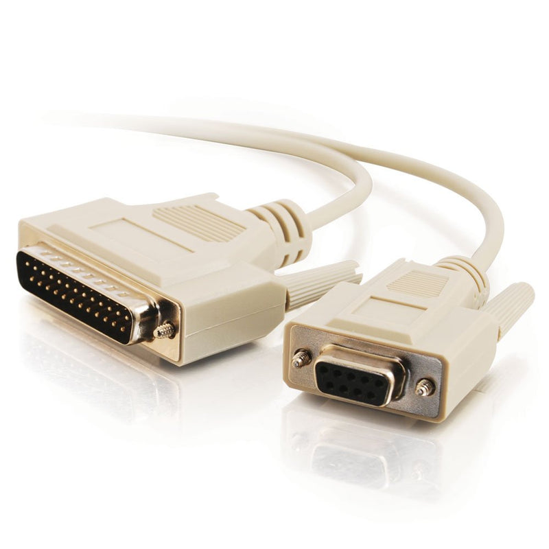 C2G/ Cables To Go C2G 03019 DB25 Male to DB9 Female Serial RS232 Null Modem Cable, Beige (6 Feet, 1.82 Meters)