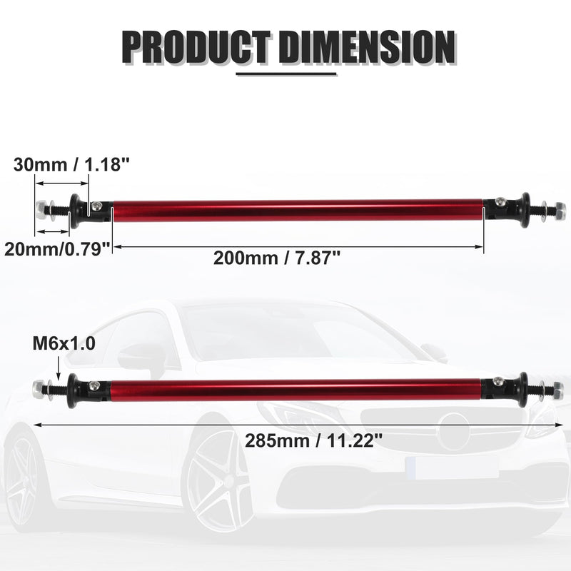 X AUTOHAUX 2pcs 200mm 7.87" Splitter Support Rods Adjustable Front Rear Bumper Lip Splitter Strut Rod Tie Support Bars Fit Most Vehicle Red