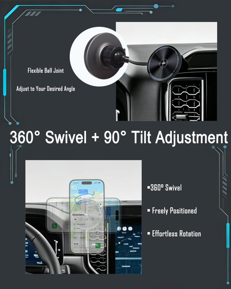 for Ranger Phone Mount 2024-2026 Magnetic Fast Wireless Charging | Custom Fit for Ranger, Strong Magnetism, Universal Compatibility, 360° Rotation, No Drill, No View Blockage, Secure Hold