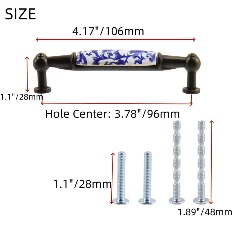 Mcredy Cabinet Pulls Ceramic Porcelain T Dresser Drawer Pull Handles with Screws for Wardrobe Closet Kitchen Hardware, 4 Packs Type-3