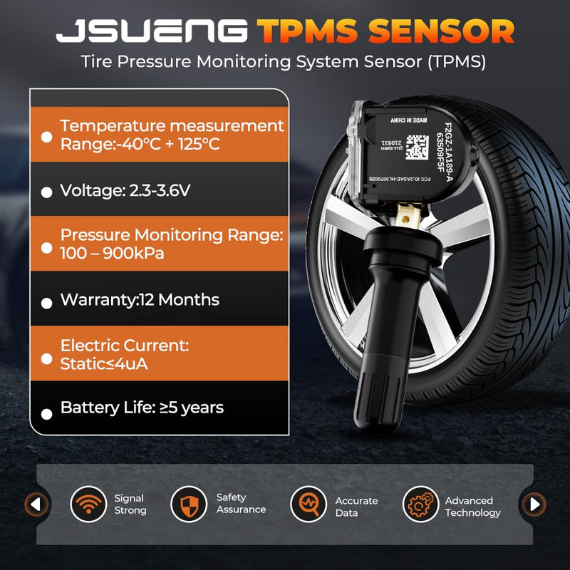 TPMS Sensor Ford, 4 Pack Tire Pressure Monitoring System Sensor fit for Ford F150 F250 Flex Fusion Mustang, Lincoln MKX MKZ MKS MKT, 315Mhz Replaces F2GZ1A189A FR3Z1A189A GL3T1A180GB 4-Pack
