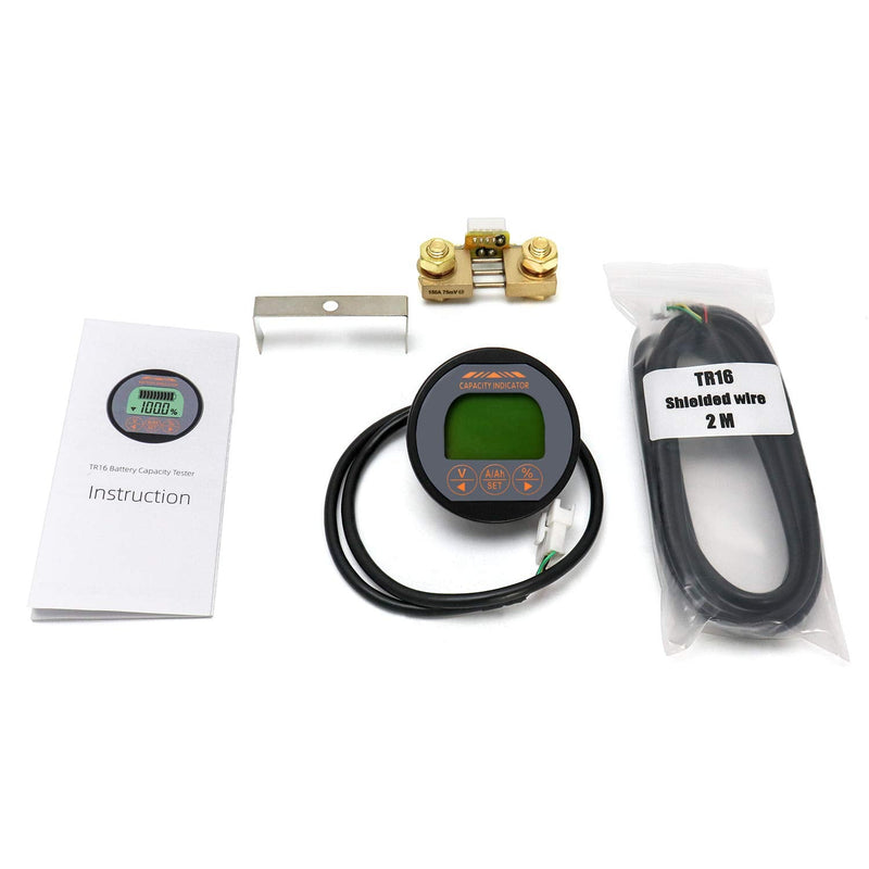 QWORK Battery Monitor Voltmeter Ammeter, Voltage Current Range 8V-80V, 0-100A Voltage Current Meter with 6.5 ft Custom Cable 8-80V 0-100A