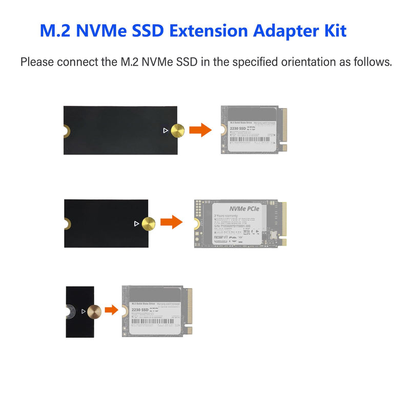 M.2 NVMe SSD Extension Bracket Kit,2230/2242 to 2280 & 2230 to 2242 Adapter | Multifunction M.2 SSD Adapter Kit W/Screws, for PCIe Gen3/Gen4 NVMe SSDs. Fits Laptops Desktops PS5 and Raspberry Pi 5
