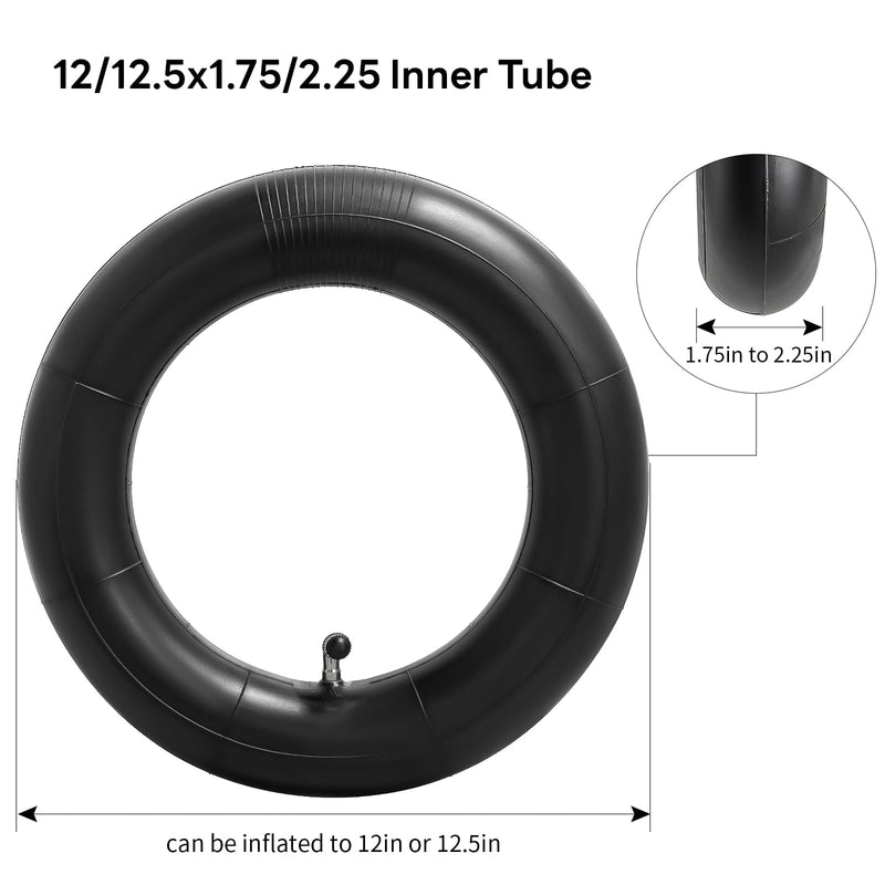 Heavy Duty 12/12.5x1.75x2.25 Thick 40% Butyl Inner Tube, 12 1/2 x 2 1/4 Inner Tube with CR202 Angled Valve Stem Compatible with Most 12x1.75/2.125 12x2.25 12.5X1.75/2.25 Bike/Scooter Tire Tube 2Pcs