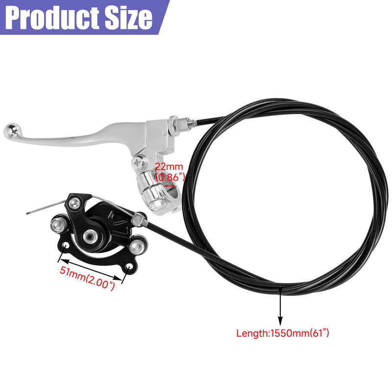 Mini Bike Brake Caliper Lever Kit Compatible with Monster Mega Moto MMB80 105cc Coleman CT100U CC100X Baja DB30 Motovox MBX10 MBX11 Predator 79cc 97cc100cc Engine Parts with 60" Brake Cable Black