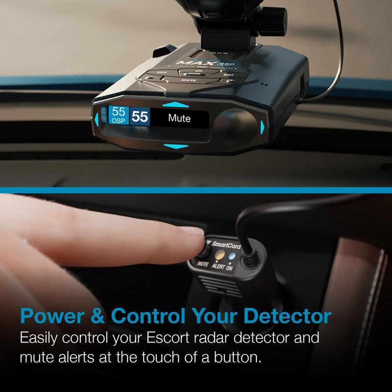 Escort Radar Detector SmartCord Straight Wire for Redline 360c, MAX 360/c MKII, 3, 4, MAXcam 360c and Additional Models Straight Wire - Blue Light