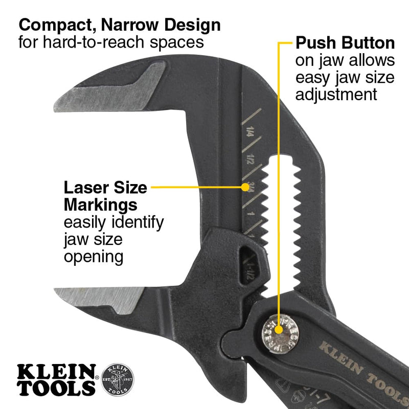 Klein Tools D53102KIT Adjustable Pliers Wrench Set, Compact High-Leverage Parallel Smooth Jaw Pliers, 7-Inch and 10-Inch, 2-Piece