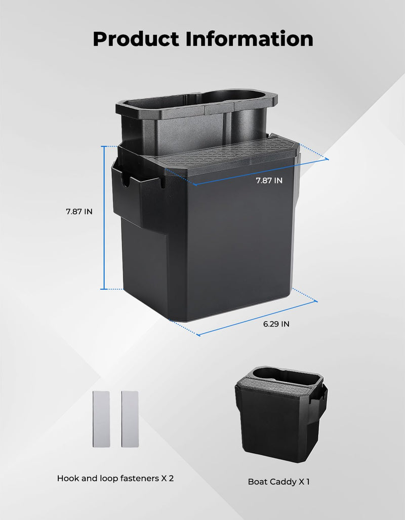 KEMIMOTO Boat Caddy Organizer with Cup Holder, Openable Box Cover and Bottom Storage Box for Bass Boats Kayaks