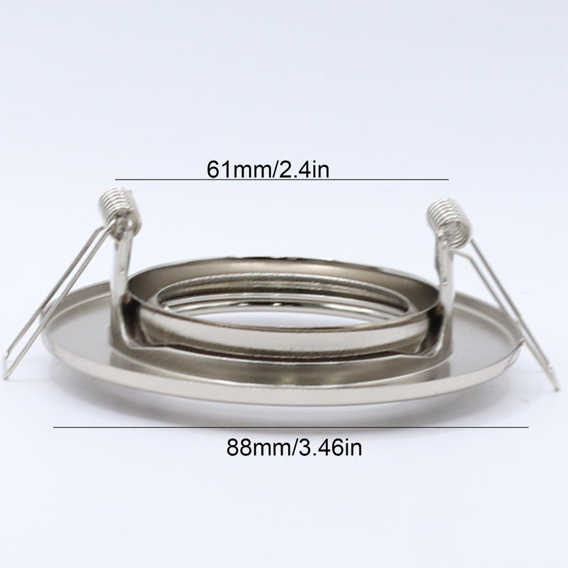 10 Pack Round Recessed Spotlights Trim Ring Fitting GU10 Light Mounting Frame with MR16 Lamp Holder for Ceiling Spotlight MR16 and 50mm Bulb Halogen Light Fitting Satin Nickel 1379MA-10pack