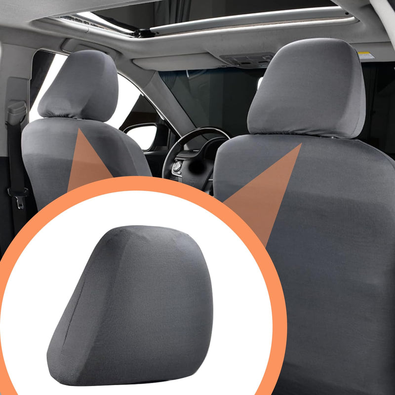 2 PCS Car Seat Headrest Cover, 9" x 10.6" Knitted Stretch Breathable Fully Surrounded Simple Dust Cover, Reusable Flexible Headrest Protector, Universal for Most Cars (Dark Gray) 2 PCS #9" x 10.6" Dark Gray