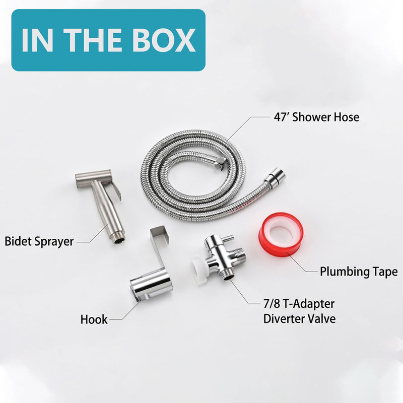 Handheld Bidet Sprayer for Toilet with Adjustable Water Pressure, 304 Stainless Steel Hose Set, Leak-Proof, Easy Installation for Feminine Hygiene, Baby Cloth Diaper & Bathroom Cleaning Silver