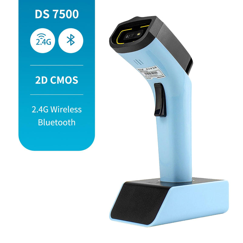 NETUM Bluetooth Wireless 2D Barcode Scanner Automatic, Hands Free Barcode Reader with Charging Cradle and Built-in Memory, Fast and Precise scanning, Transfers Up to 50 Meters - DS7500 2D -DS7500