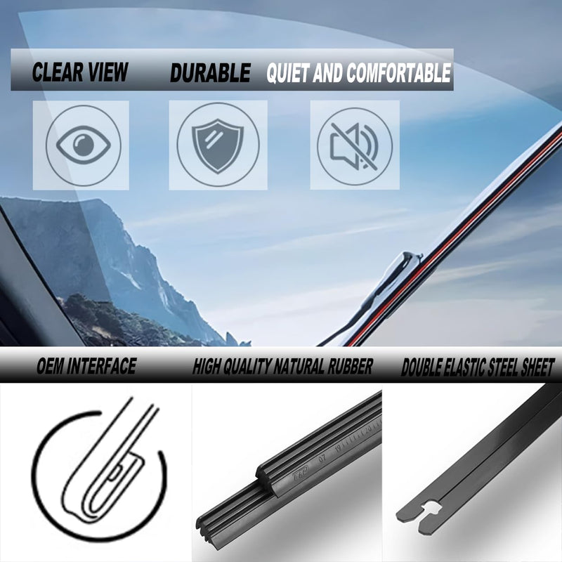 ATTKE OEM Quality Front Windscreen Wiper Blades for Toyota 4Runner 1984-2002/Toyota Tacoma 1995-2004 (17″+17″ Front Windshield Wiper Blade Set) 17" + 17" U-Hook