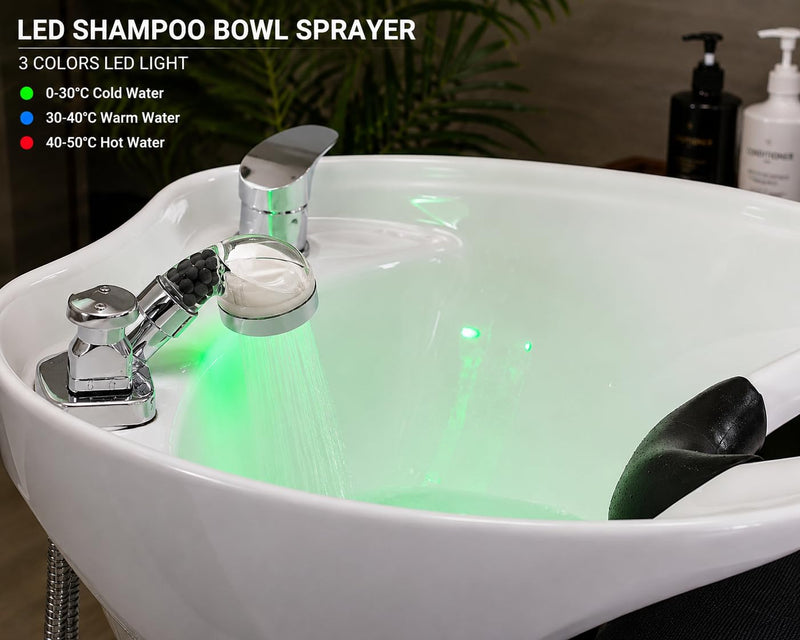 Socila Professional LED Sprayer Head 2.5 Inch Auto Color Changing, Rainfall High Pressure, And Water Filtration For Salon Sink Replacement Part (Only Sprayer Head)