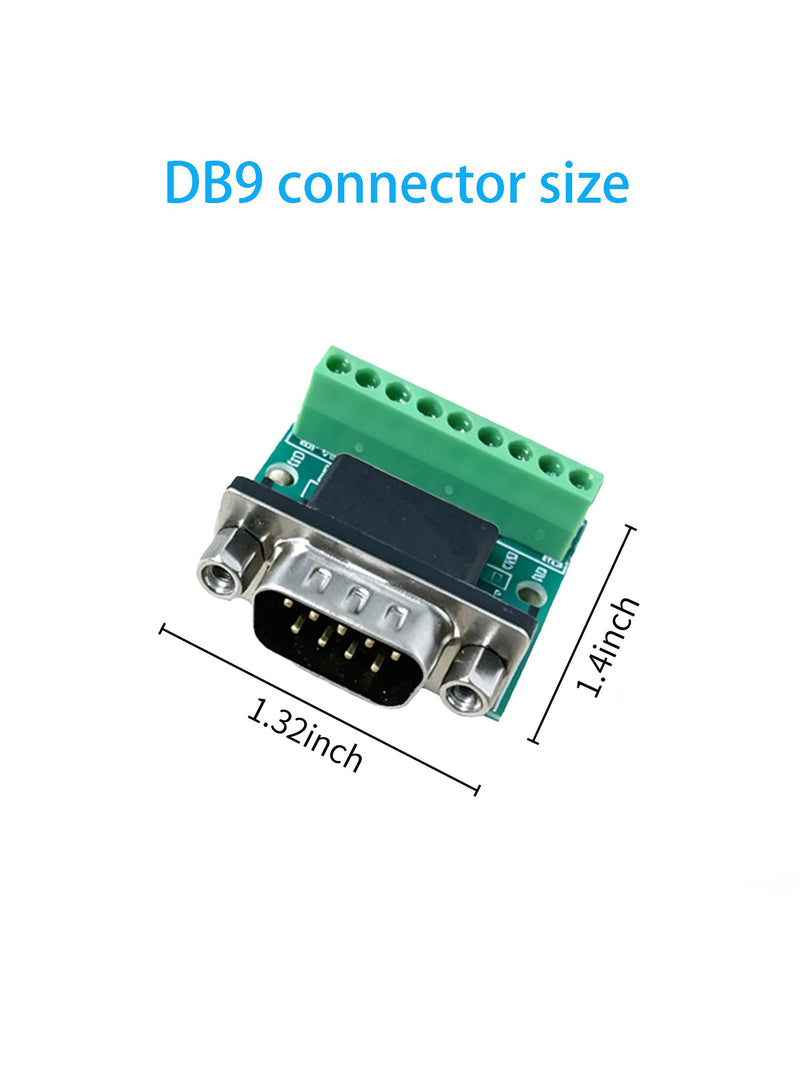 DB9 Screw Terminal Block Breakout Connector | D-SUB 9Pin No Welding Design Male Plug Adapter, RS232 Serial Port Terminal Signal Module, 4Pcs DB9 male plug