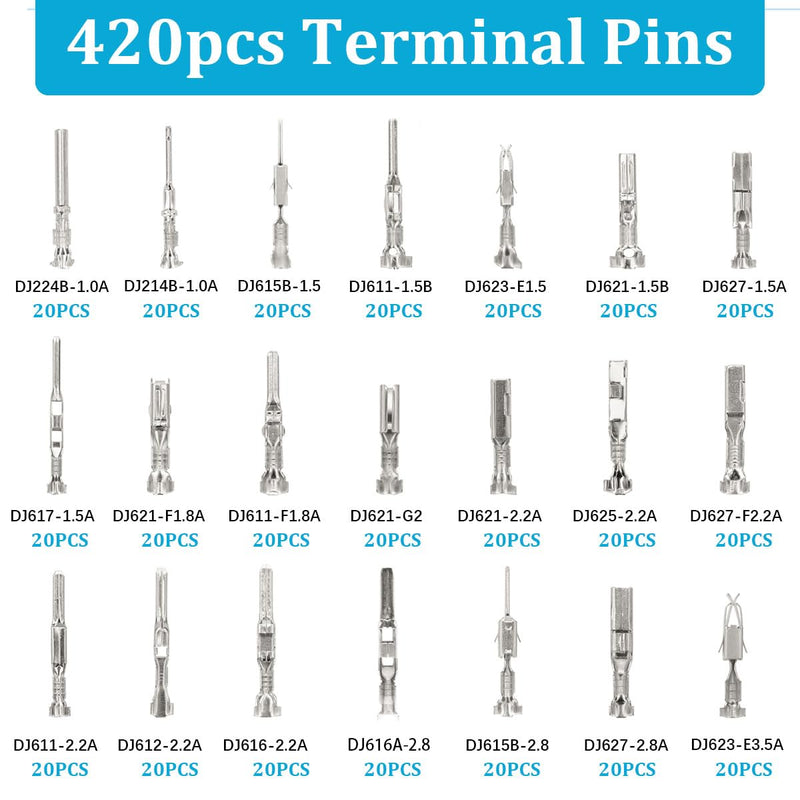 Seamaka720Pcs 21Type Car Electrical Wire Terminal Tool kit 1/1.5/1.8/2.2/2.8/3.5mm Connector Pins Terminal Removal Male Female Crimp Pins Non-Insulated Plug 720 PCS
