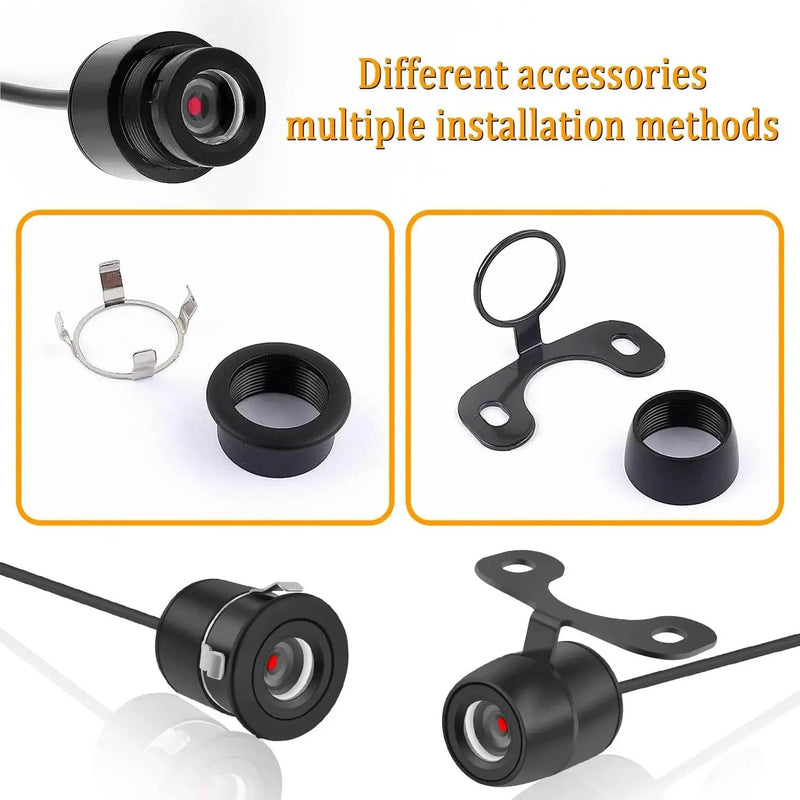 Car Backup Camera 18.5mm Flush Mount/Bracket 2 in 1 Installation-Waterproof Reverse Parking Camera Rear View for Vehicle SUV RV Pickup, 12V/24V CVBS