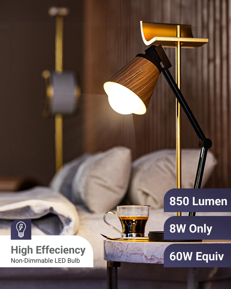 Sunco 24 Pack A19 LED Light Bulbs, [Focos para Casa], E26 Base Lamp Bulb for Bedroom Bathroom, 850 LM, 8W (60W Equivalent), 3000K Warm White, Non-Dimmable, 25000 Lifetime Hours UL