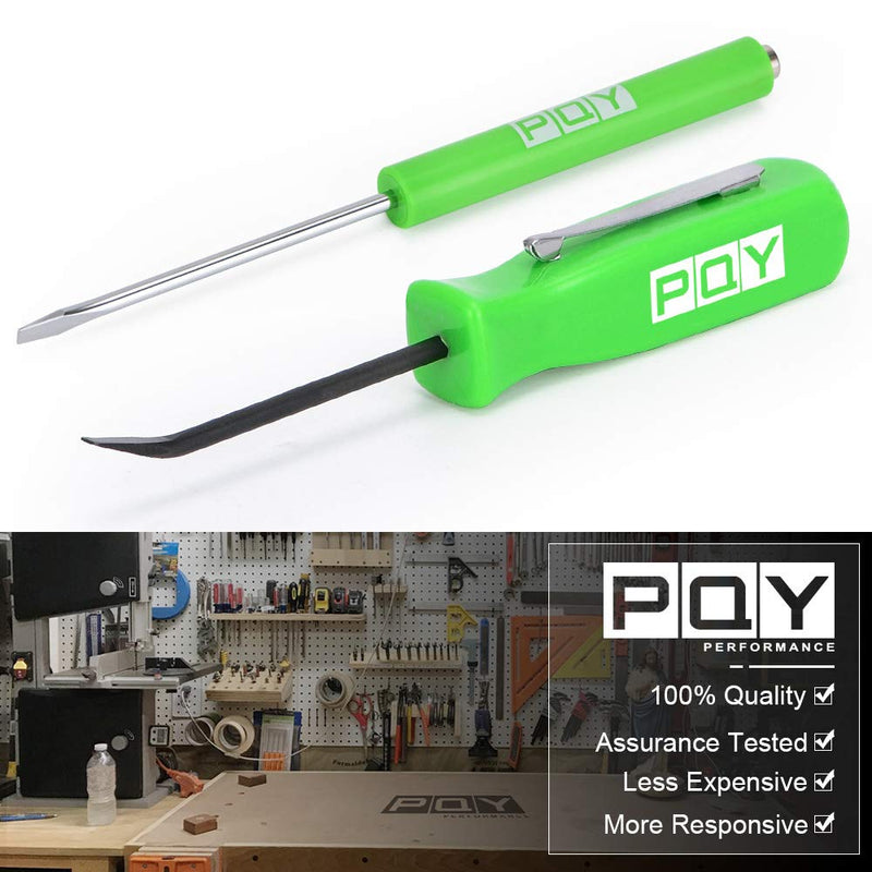 Pocket Magnetic Screwdriver Slotted Head With Magnet Top + Mini Pry Bar Set Green