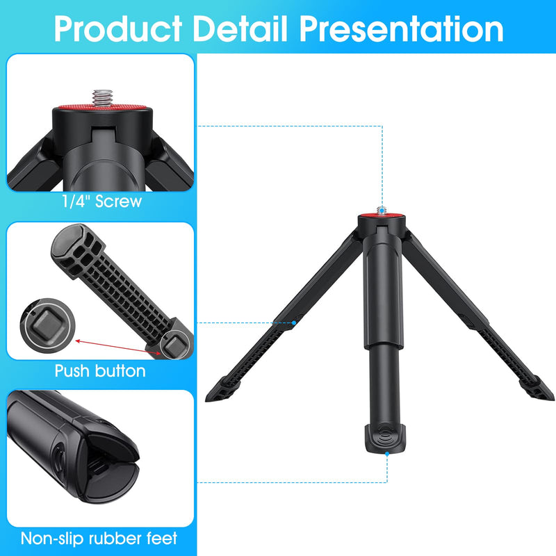 KT-26 Mini Plastic Camera Tripod, Portable Selfie Stick Handle Desktop Webcast Camera Tripod, Suitable for Camera Webcam Cell Phone Stand Selfie Stick Vlog Tripod