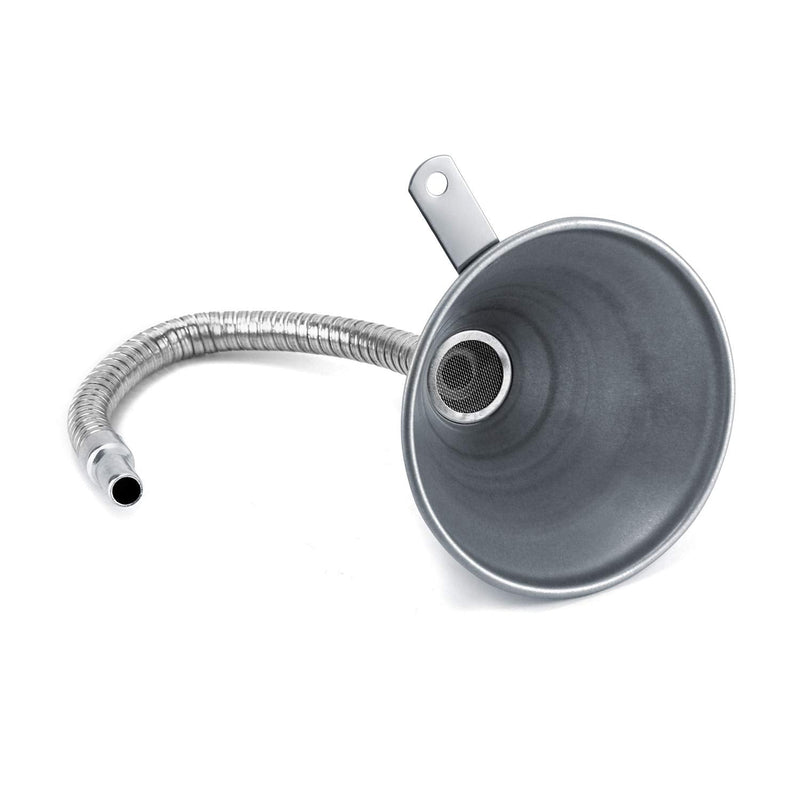 QWORK Spout Funnel with 14-9/16" Long Flexible Hose and Strainer, Steel Universal Priming Funnel for All Oils,Diesel Fuel and Other Liquids 14-9/16"